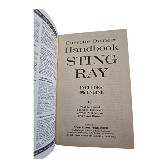 Floyd Clymer Corvette Owners Stingray Handbook Includes 396 Engine - Picture 4 of 6